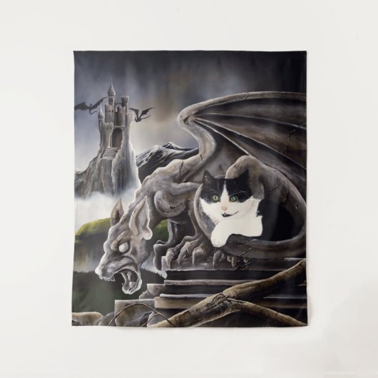 Tenture Gargoyle noir blanc (Devant)