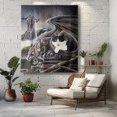 Tenture Gargoyle noir blanc