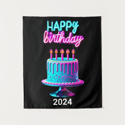 Tenture Gâteau d'anniversaire 2024 Fête d'anniversaire per (Devant)