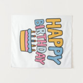 Tenture Gâteau d'anniversaire joyeux (Devant (Horizontal))