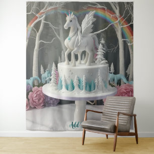Tenture Gâteau de Licorne Fée Décoration Murale Bannière d
