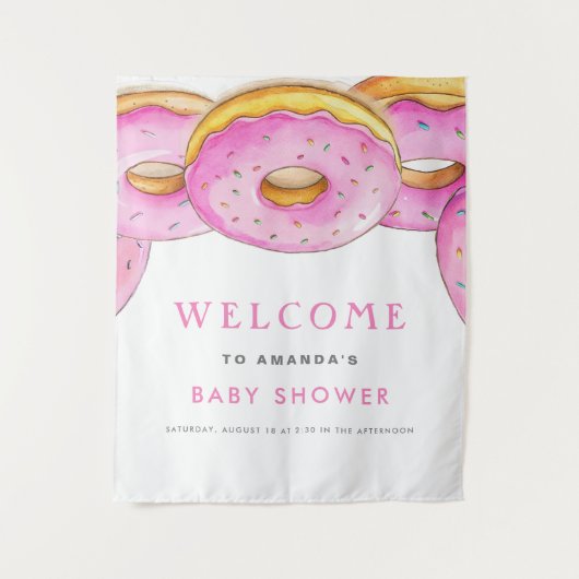Tenture Gâteau de Moules en Forme de Donuts Aquarelle Rose (Devant)