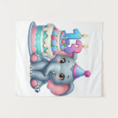 Tenture Gâteau d'éléphant pour 13e anniversaire (Devant (Horizontal))