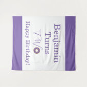 Tenture Gâteau Deux 2e Anniversaire Fête Violet Blanc Mign (Devant (Horizontal))