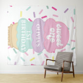 Tenture Gâteau Glacé et Paillettes Douce Première 1er Anni (En situation (horizontale))