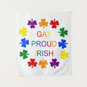 Tenture Gay Fier Irlandais LGBT Rainbow Shamrocks