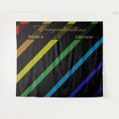 Tenture Gay Men Wedding Elegant Rainbow Congratulations (Devant (Horizontal))