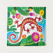 Tenture Gecko du Sud-Ouest avec Fleurs de Cactus (Devant (Horizontal))