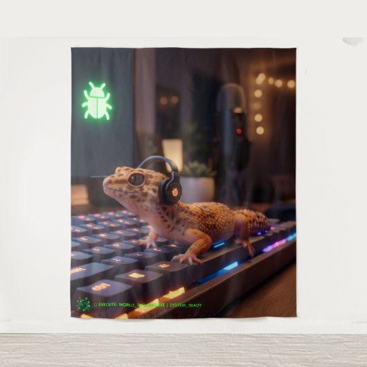 Tenture GeckoDev // Cyberpunk Programmeur Mur Immergé Ta (Devant)