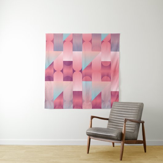 Tenture Geometric surface pattern with triangles, circles (En situation (horizontale))