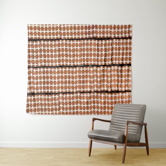 Tenture Géométrie Abstraite Brown et blanche (En situation (horizontale))