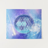 Tenture Géométrie sacrée de l'univers bleu (Devant (Horizontal))