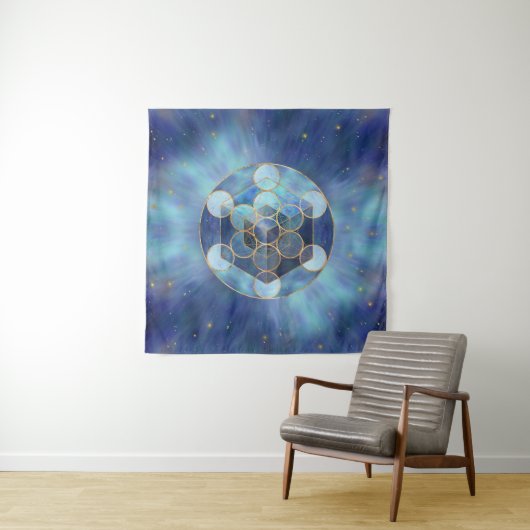 Tenture Géométrie sacrée du cube de Metatron (En situation)