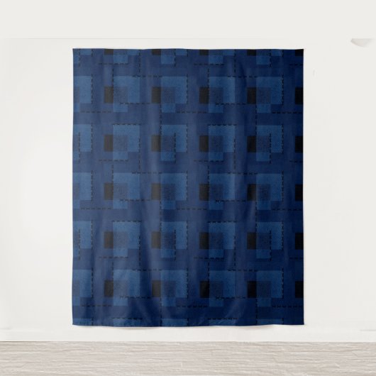 Tenture Géométrique à texture bleu foncé (Devant)