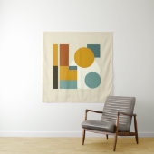 Tenture Géométrique Abstraite Moderne Du Milieu Du Siècle (En situation (horizontale))