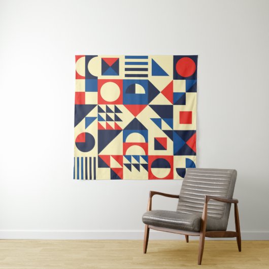 Tenture Géométrique du milieu du siècle : Motif rétro funk (En situation)