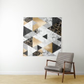 Tenture Géométrique métallique : Marbre d'or argenté (En situation (horizontale))