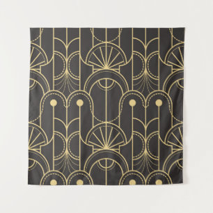 Tenture Géométrique moderne : Lignes d'or Vintage