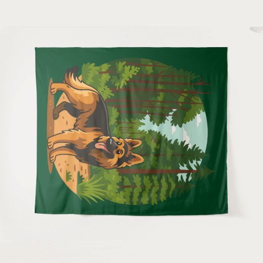 Tenture German Shepherd Forest Adventure Dog  (Devant (Horizontal))