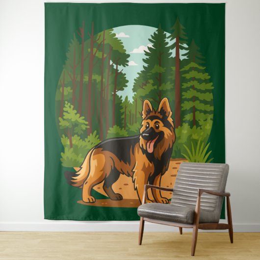 Tenture German Shepherd Forest Adventure Dog  (En situation)