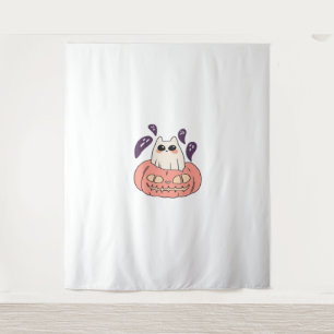 Tenture Ghost Kitty dans un T-shirt classique citrouille