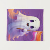 Tenture Ghost whit lesbian flag (Devant (Horizontal))