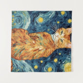 Tenture Gingembre Tabby Chat dans la nuit étoilée (Devant (Horizontal))