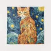 Tenture Gingembre Tabby Chat dans la nuit étoilée (Devant)