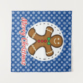 Tenture Gingerbread - Blue Snowflakes Pattern - Merry Xmas (Devant (Horizontal))