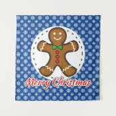 Tenture Gingerbread - Blue Snowflakes Pattern - Merry Xmas (Devant)