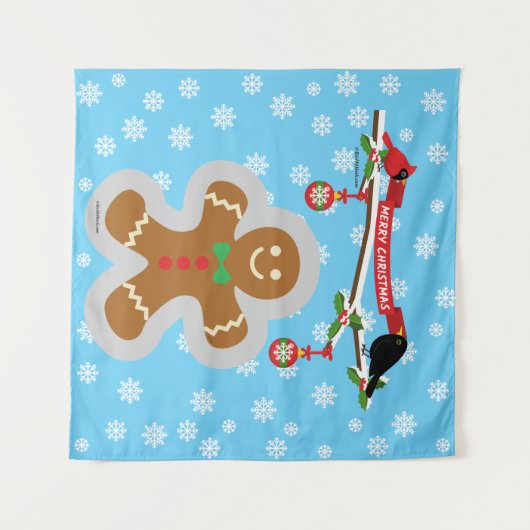 Tenture Gingerbread, Snowflakes et Birds (Devant (Horizontal))