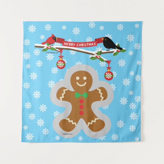 Tenture Gingerbread, Snowflakes et Birds (Devant)