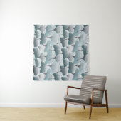 Tenture Gingko biloba, motif bleu sans soudure. (En situation (horizontale))