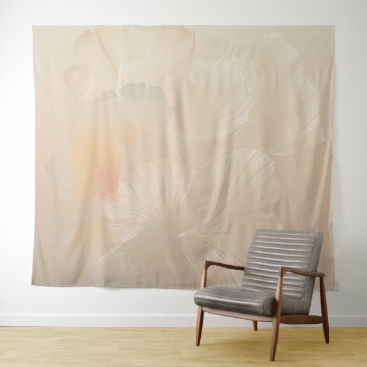 Tenture Ginkgo Biloba Botanique Abstrait Graphic Art Blush (En situation (horizontale))