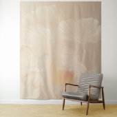 Tenture Ginkgo Biloba Botanique Abstrait Graphic Art Blush (En situation)