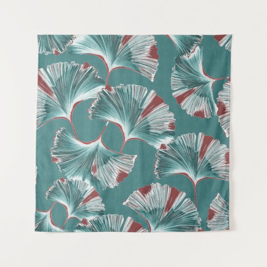 Tenture Ginkgo biloba feuille, motif nappe. (Devant)