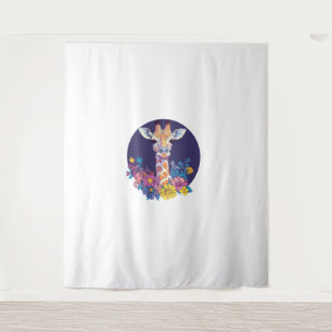 Tenture Girafe Aux Fleurs Colorées