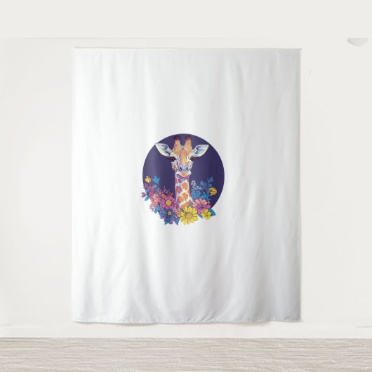 Tenture Girafe Aux Fleurs Colorées (Devant)