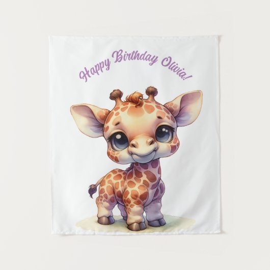 Tenture Girafe bébé mignonne à l'aquarelle (Devant)