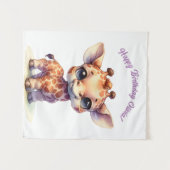 Tenture Girafe bébé mignonne à l'aquarelle (Devant (Horizontal))