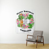 Tenture Girafe de safari d'anniversaire mignonne  | forêt  (En situation)