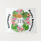 Tenture Girafe de safari d'anniversaire mignonne  | forêt  (Devant (Horizontal))