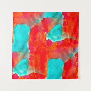Tenture girafe sans couture, bleu, orange aquarelliste