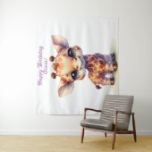 Tenture Girafeau bébé aquarelle mignon (En situation)