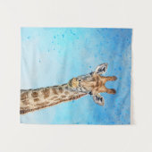 Tenture Giraffe curieuse avec Ciel de Confetti Bleu (Devant (Horizontal))