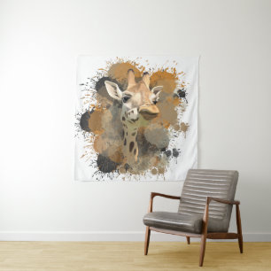 Tenture Giraffe de la faune africaine Abstraite peinture