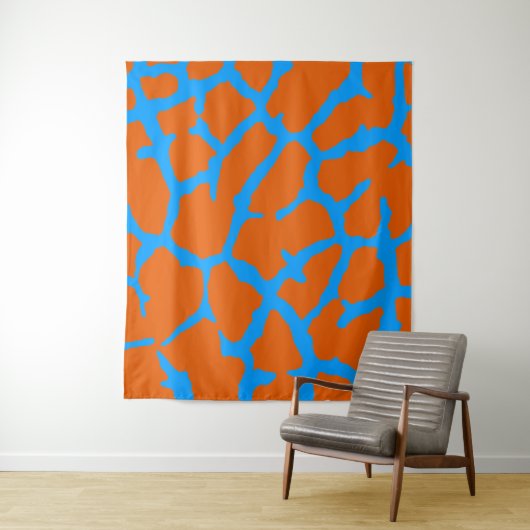 Tenture Giraffe Imprimer Cyan orange (En situation)