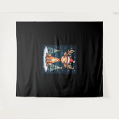 Tenture Giraffe Reindeer Casquette Père Noël Christmas Tre (Devant (Horizontal))