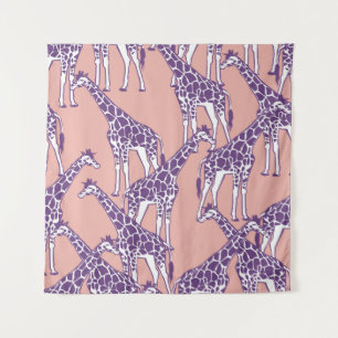 Tenture Giraffe Zones colorées Vintage Safari Illustration
