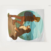 Tenture Girl and Mountain Dog Adventure Illustration (Devant (Horizontal))